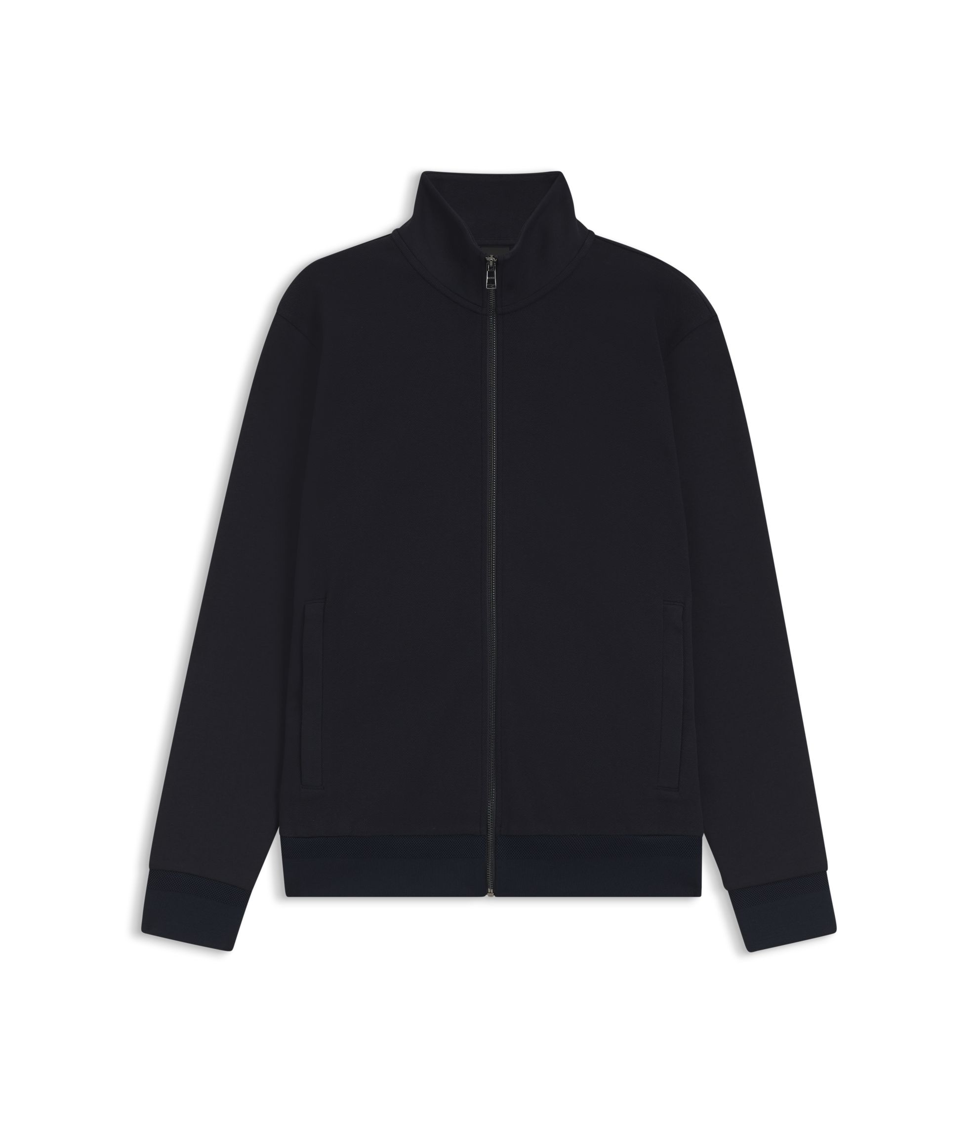 BOSS - Zip-up sweatshirt in mercerized stretch-cotton piqué - Dark
