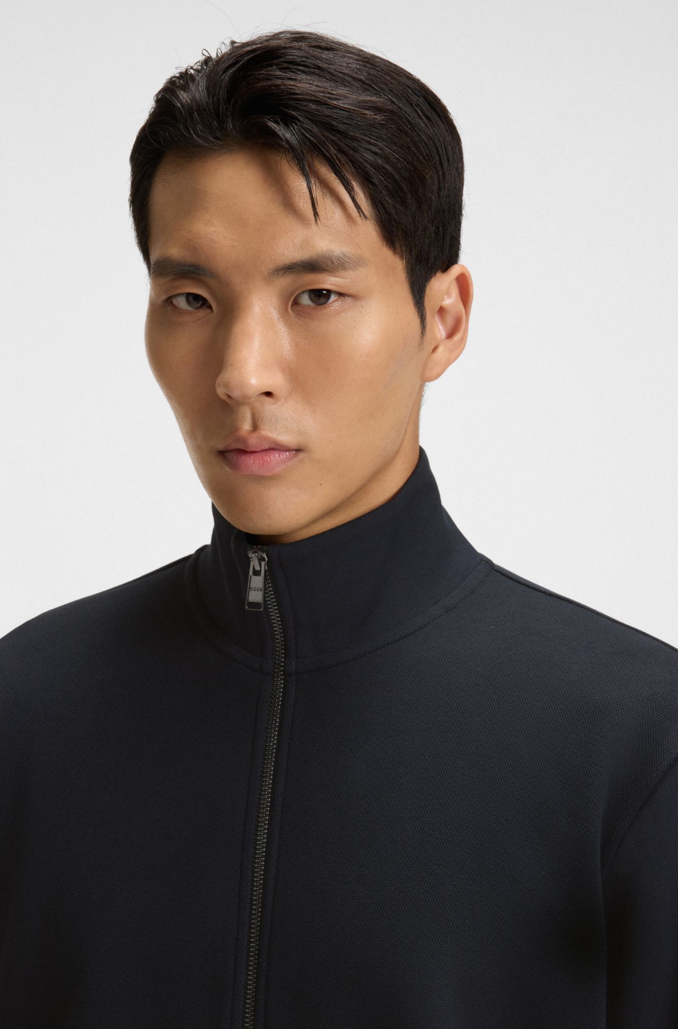 BOSS - Regular-fit zip-up sweatshirt in stretch cotton BOSS - Regular-fit zip-up sweatshirt in stretch cotton