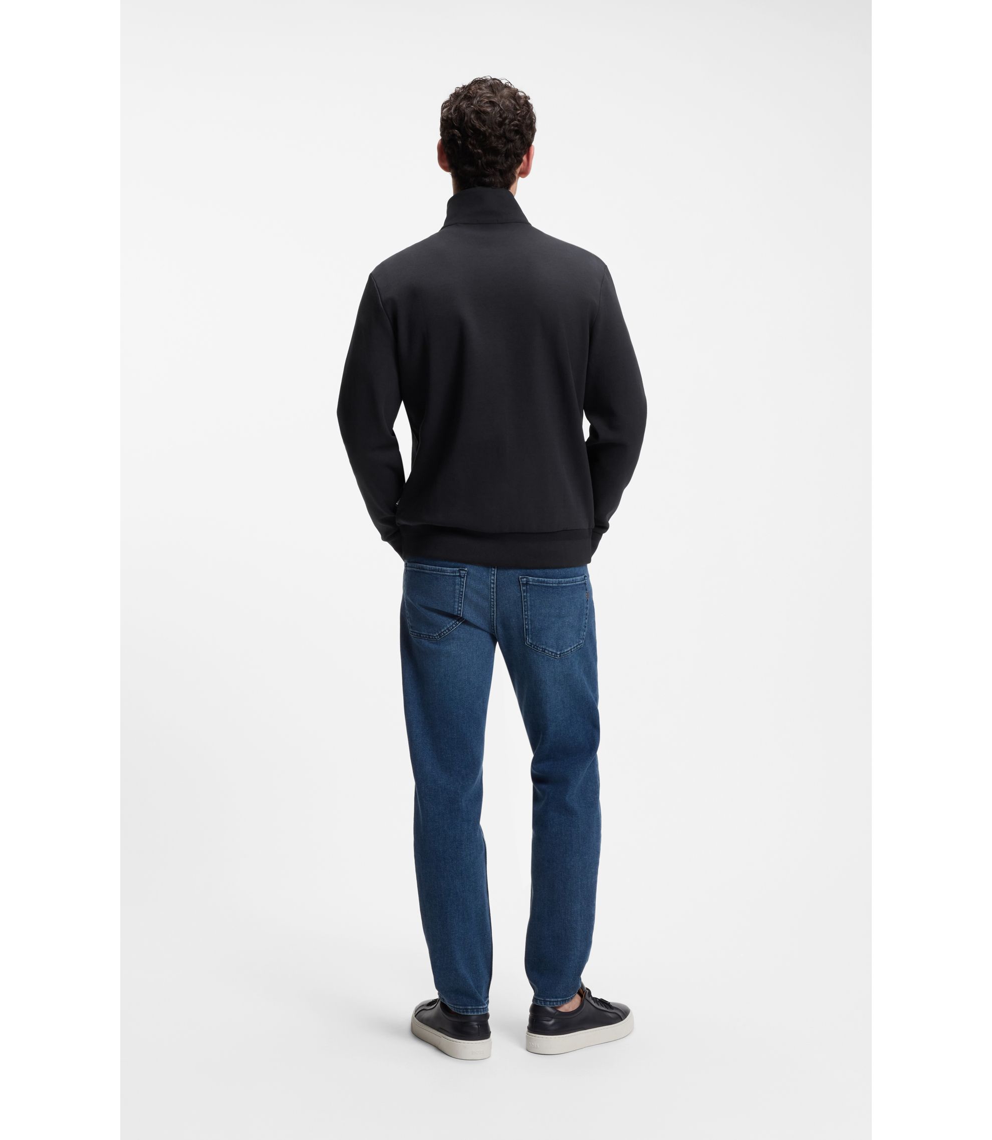 BOSS - Zip-up sweatshirt in mercerized stretch-cotton piqué - Dark