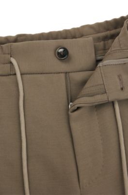 Tapered-fit cargo trousers in double-weave stretch cotton, Light Green
