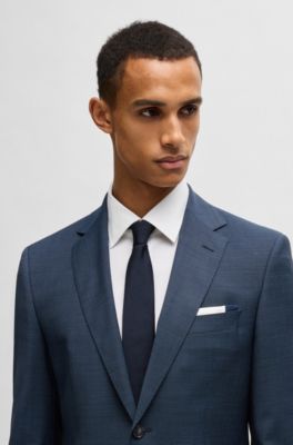 Cotton pocket square with logo and border print, Dark Blue