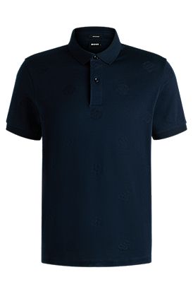 Mercerized-cotton polo shirt with Double B monograms