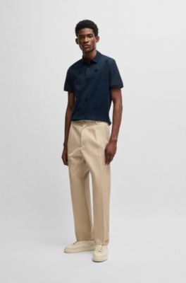 Polo de algod&oacute;n mercerizado con monogramas Double B, Azul oscuro