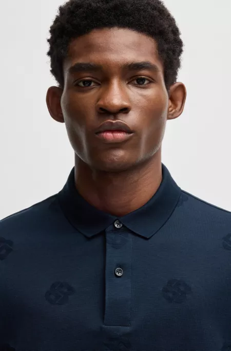 Mercerized-cotton polo shirt with Double B monograms