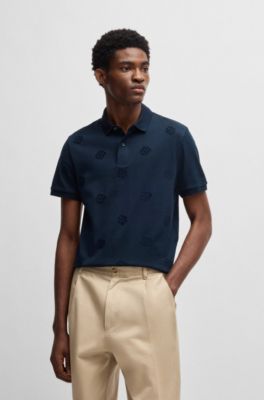 Mercerized-cotton polo shirt with Double B monograms