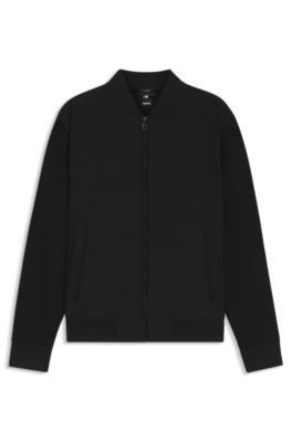Sudadera con cremallera y panel acolchado en la parte delantera, Negro