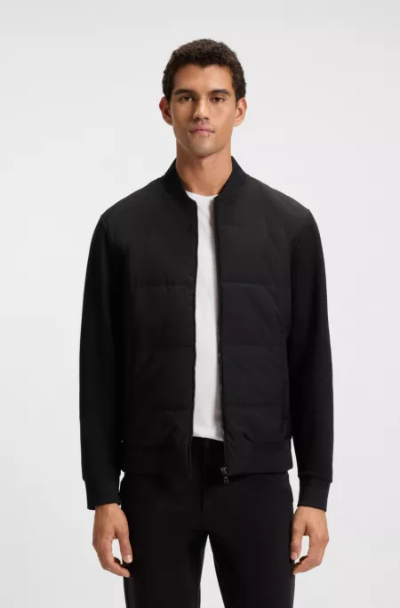 Padded-front zip sweatshirt in a cotton blend