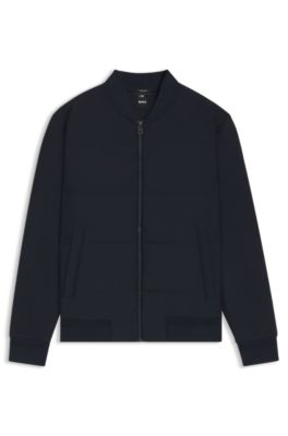 Sweat zipp&eacute; avec devant matelass&eacute;, Bleu fonc&eacute;