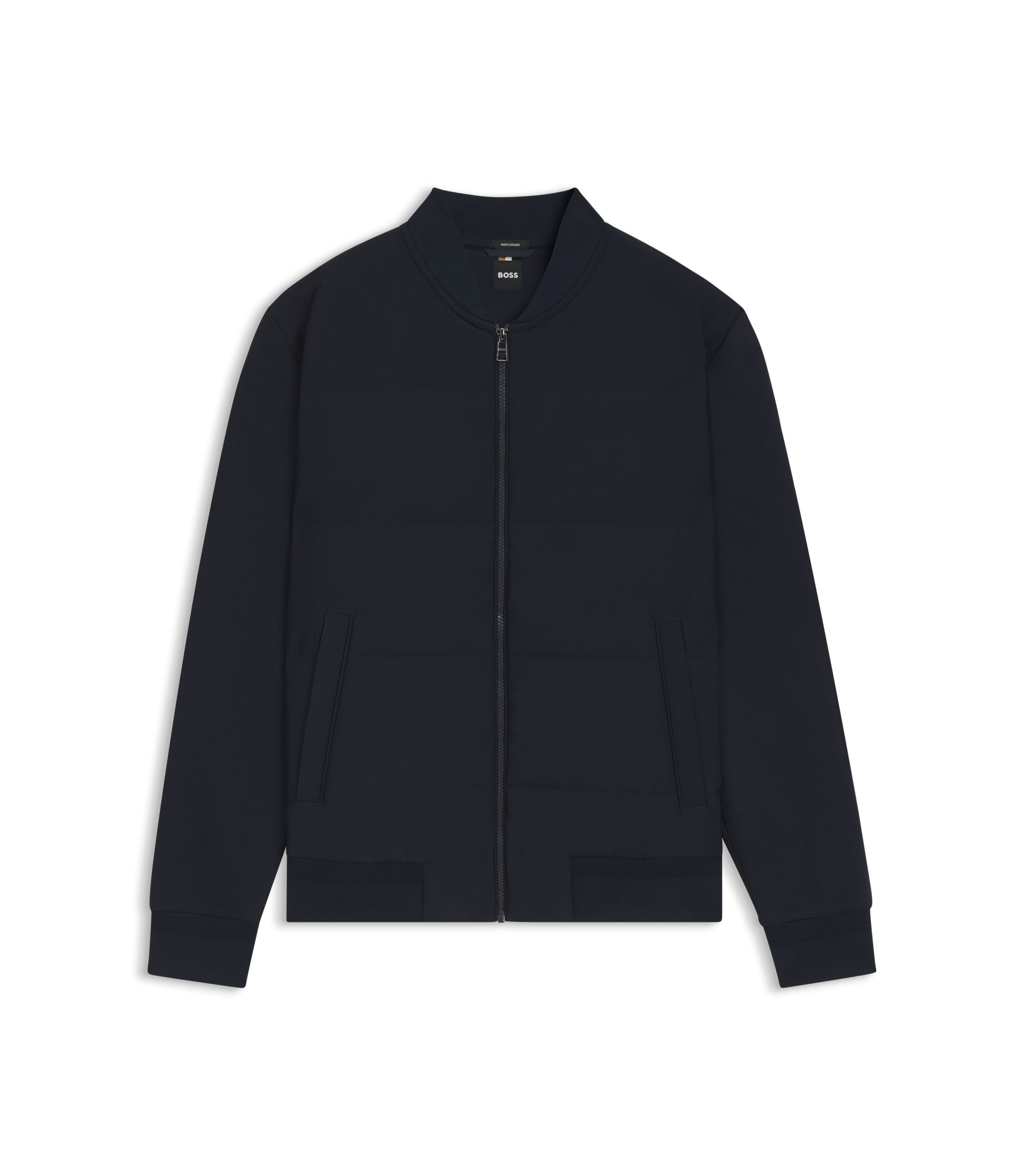 BOSS - Padded-front zip sweatshirt in a cotton blend - Dark Blue
