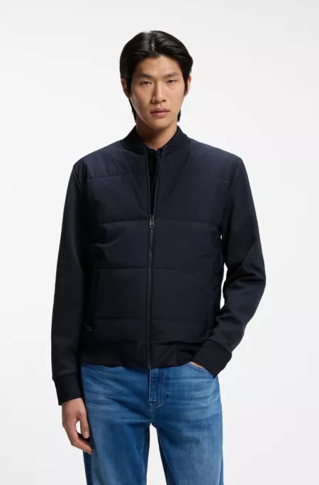 Padded-front zip sweatshirt in a cotton blend