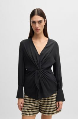 Regular-fit blouse silk with twist front