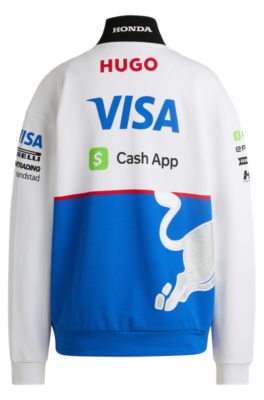 Cotton-terry zip-neck fanwear sweatshirt with special branding, White