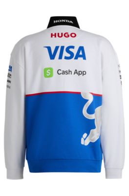 Sweat de supporter en molleton de coton &agrave; encolure zipp&eacute;e et logo sp&eacute;cial, Blanc