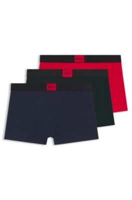 Lot de trois boxers courts en coton stretch, Fantaisie