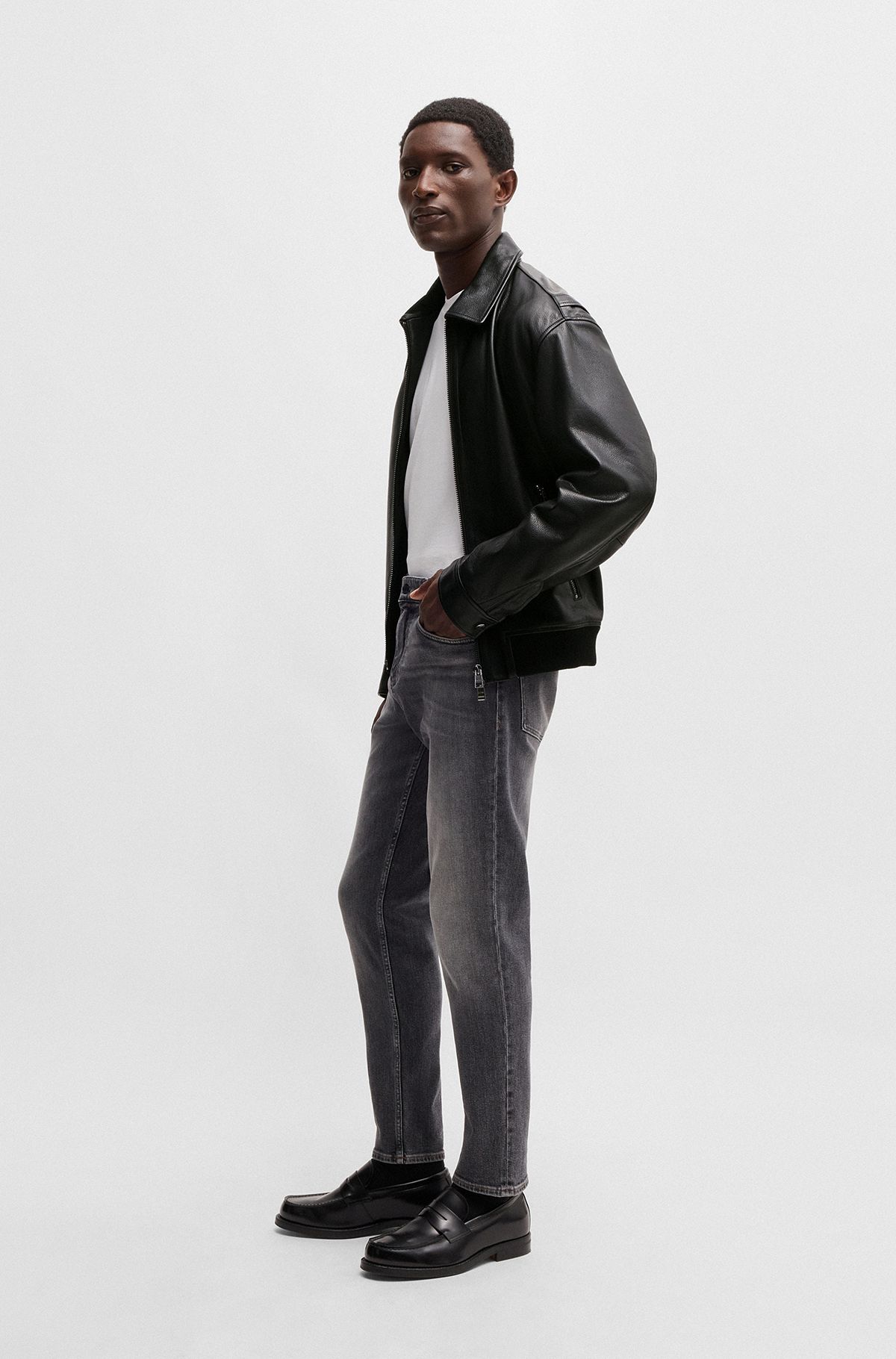 Leather Jackets in Black by HUGO BOSS | Men Leather Jackets in Black by HUGO BOSS | Men