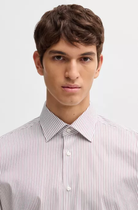 Regular-fit shirt in easy-iron stretch cotton