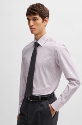 Regular-fit shirt in easy-iron stretch cotton, Pink