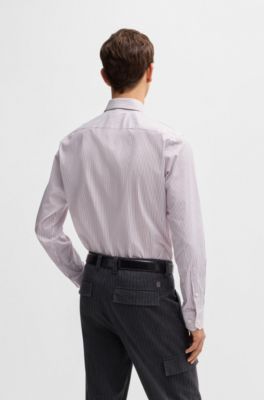 Regular-fit shirt in easy-iron stretch cotton, Pink