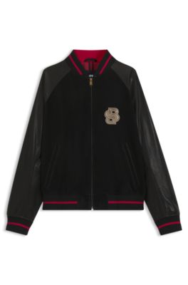 BOSS x Creation of the Gods varsity jacket with embroidery, Black