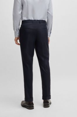Slim-fit suit in a striped wool blend, Dark Blue
