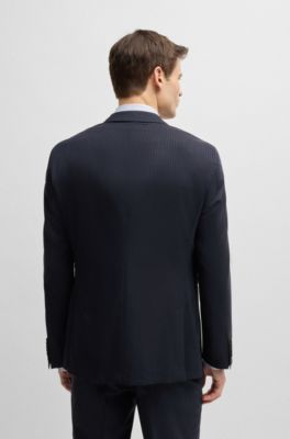Slim-fit suit in a striped wool blend, Dark Blue