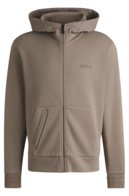 BOSS Zip up hoodie with logo detail Light Green