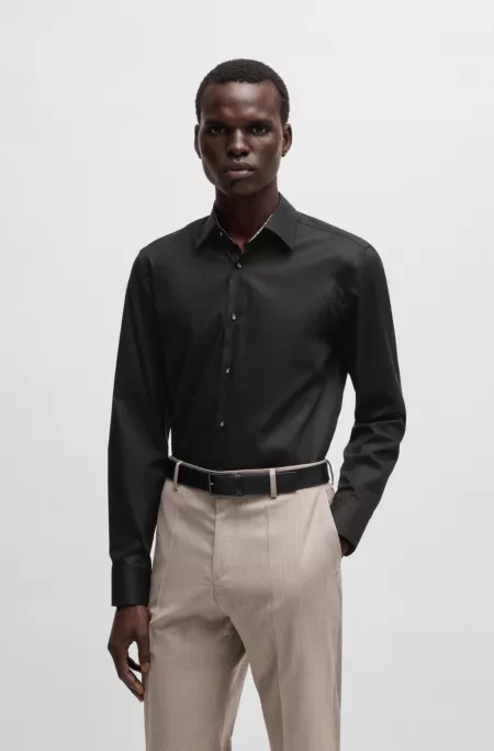 Slim-fit shirt in easy-iron cotton poplin