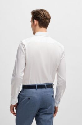 Slim-fit shirt in easy-iron cotton poplin, White