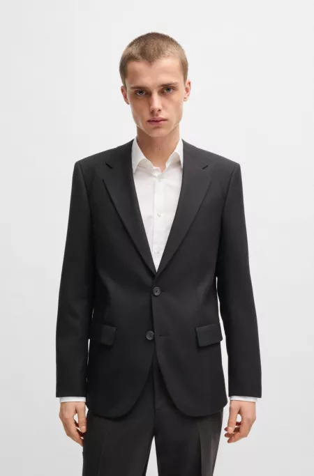 Slim-fit suit jacket in wool twill