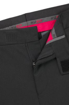 Pantalon de costume Slim en twill de laine m&eacute;lang&eacute;e, Noir
