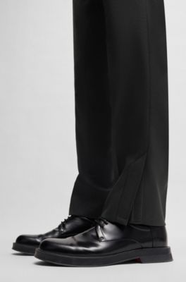 Pantalon de costume Slim en twill de laine m&eacute;lang&eacute;e, Noir