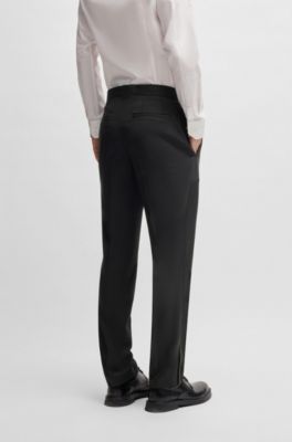Pantalon de costume Slim en twill de laine m&eacute;lang&eacute;e, Noir