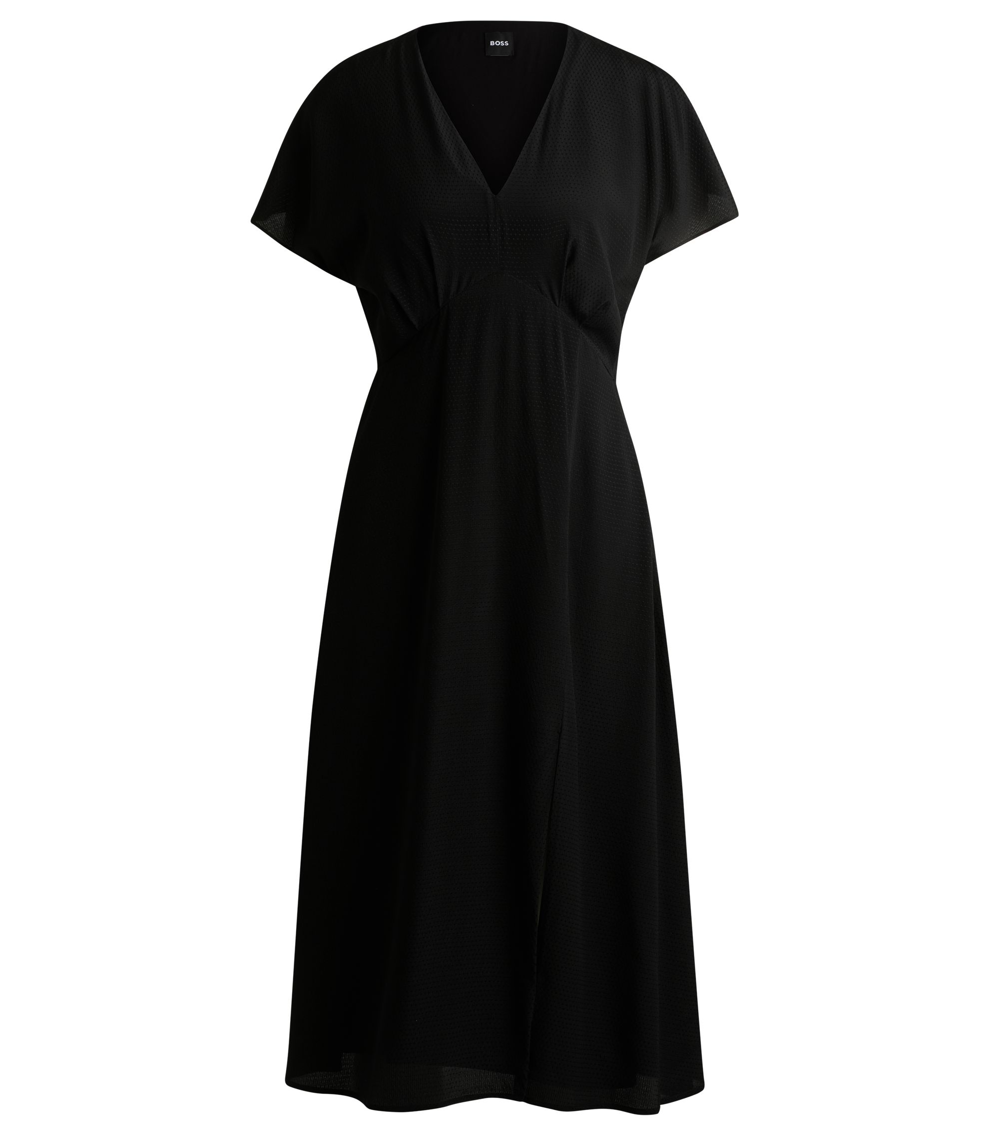 BOSS - V-neck dress in dot-patterned silk - Black