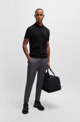 Paddy polo shirt with drop-needle stitching, Black