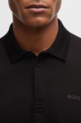 Paddy polo shirt with drop-needle stitching, Black