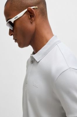 Paddy polo shirt with drop-needle stitching, Light Grey