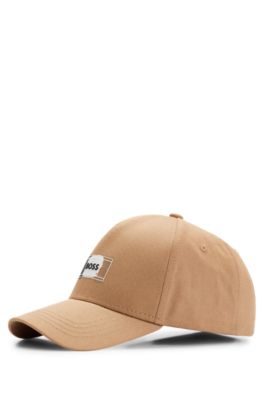 Shop Hugo Boss Cotton-twill Cap With Signature Logo Print In Beige