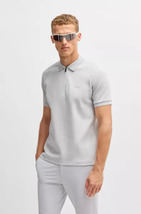 polo shirt in drop-needle stretch fabric
