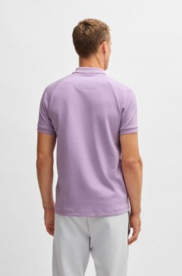  polo shirt in drop-needle stretch fabric, Light Purple