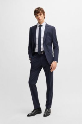 Slim-fit shirt in structured cotton, White