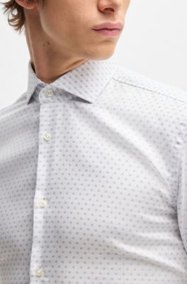 Slim-fit shirt in structured cotton, White
