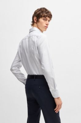 Slim-fit shirt in structured cotton, White
