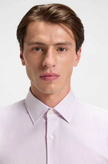 Slim-fit shirt in striped cotton twill