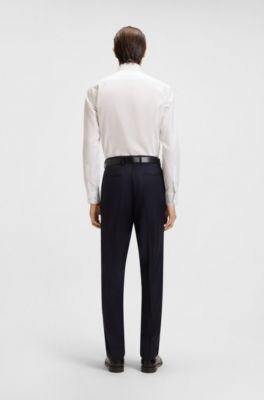 Camisa slim fit de algod&oacute;n estructurado, Blanco