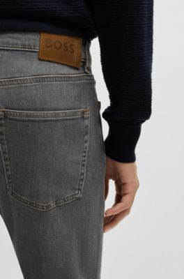 Slim-fit jeans in charcoal stretch denim with cashmere, Dark Grey