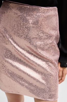 HUGO Jupe courte à sequins et tirette de fermeture éclair à monogramme