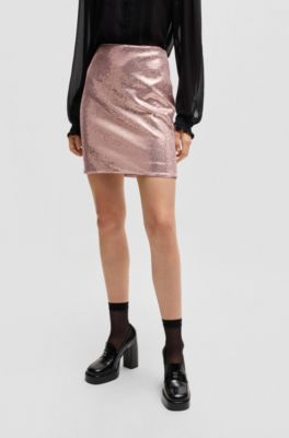 HUGO Jupe courte à sequins et tirette de fermeture éclair à monogramme