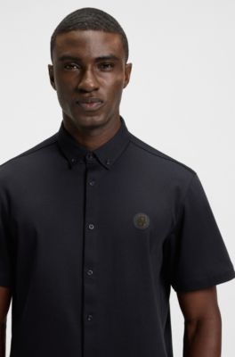 Chemise Regular en maille de coton, Bleu fonc&eacute;