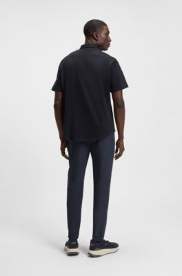 Chemise Regular en maille de coton, Bleu fonc&eacute;