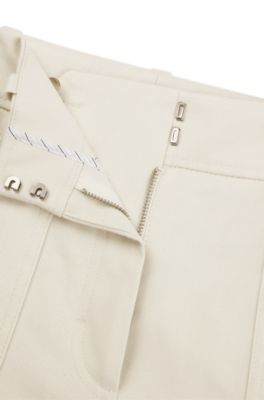 Loose-fit cargo trousers in stretch-cotton twill, White
